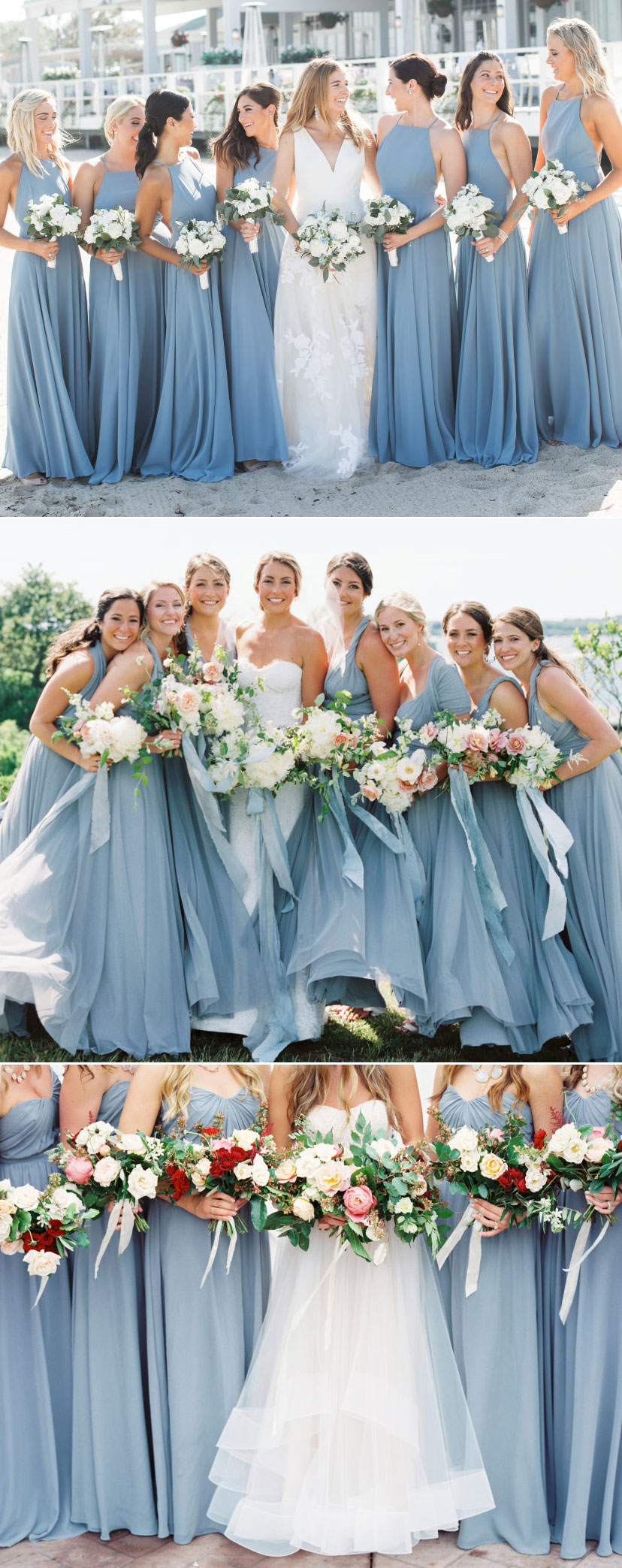 dusty blue boho bridesmaid dresses