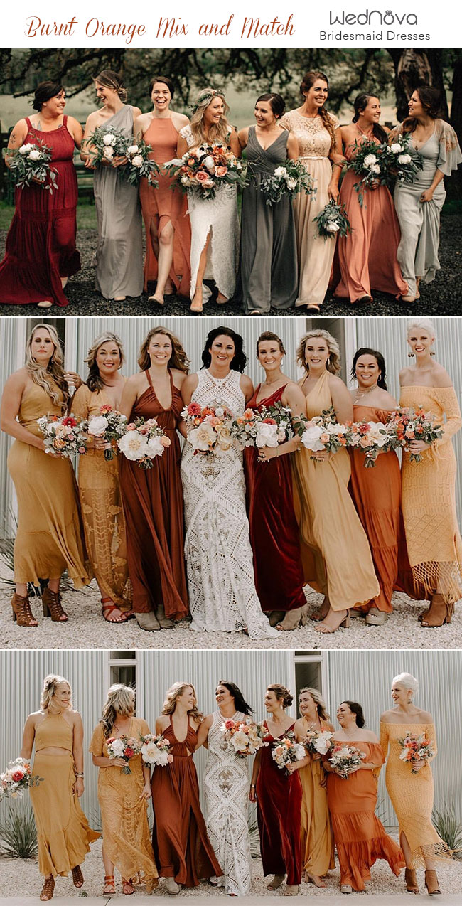 Trending: 15 Ideas for Burnt Orange Bridesmaid Dresses for 2019
