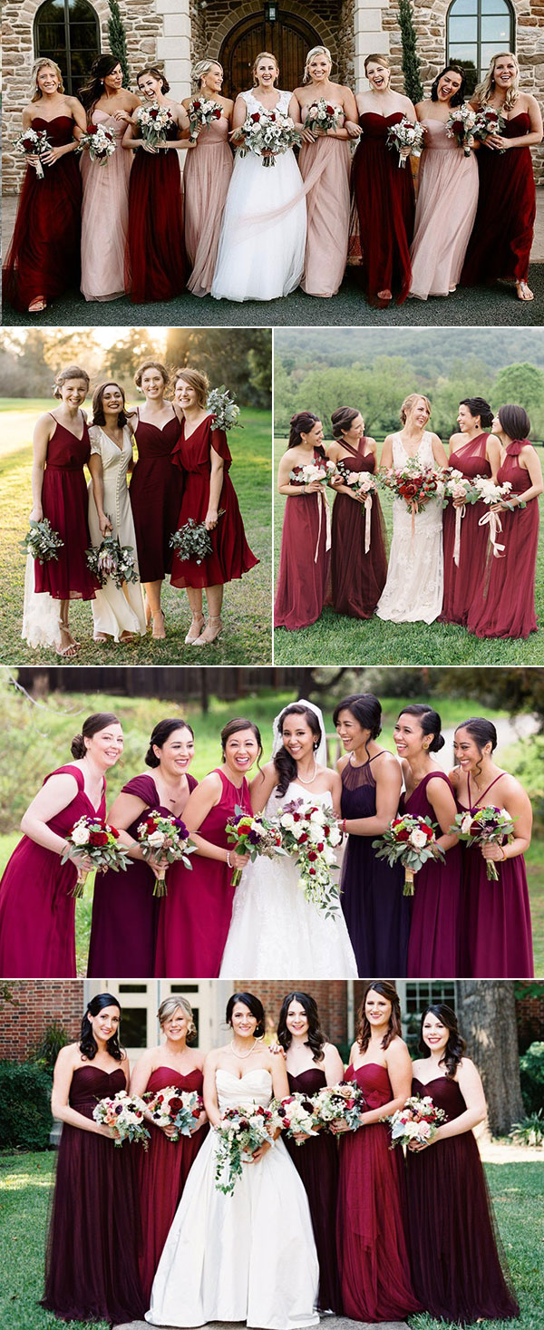 magenta color bridesmaid dresses