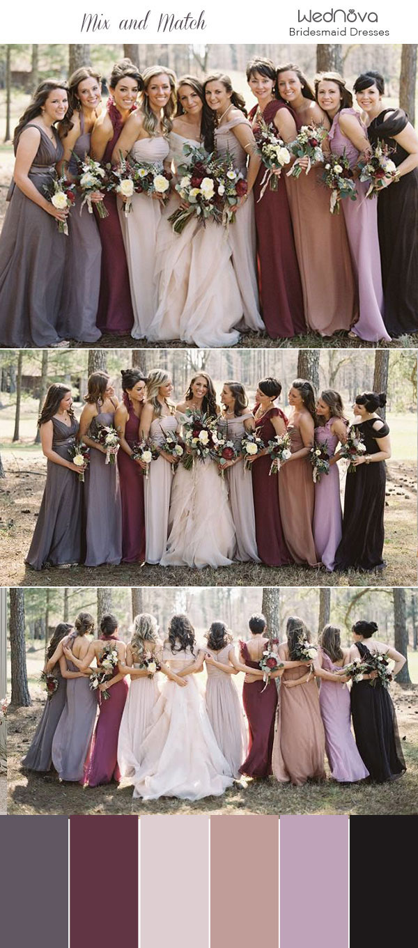 14 Mismatched Bridesmaid Dresses Color Palettes from Real Weddings ...