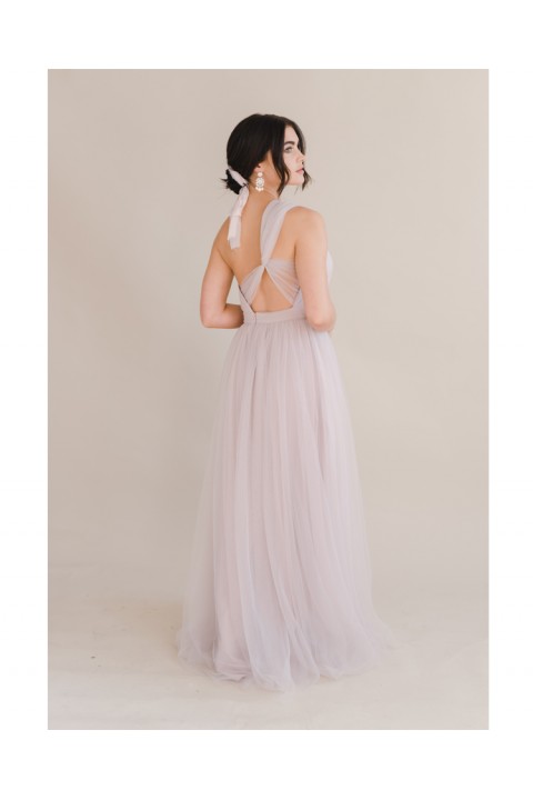 Pink One Shoulder Sleeveless High Waist Chiffon Bridesmaid Dress