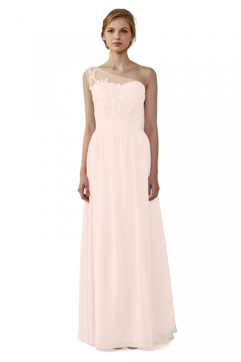 Illusion Sweetheart One Shoulder Lace A-Line Bridesmaid Dress