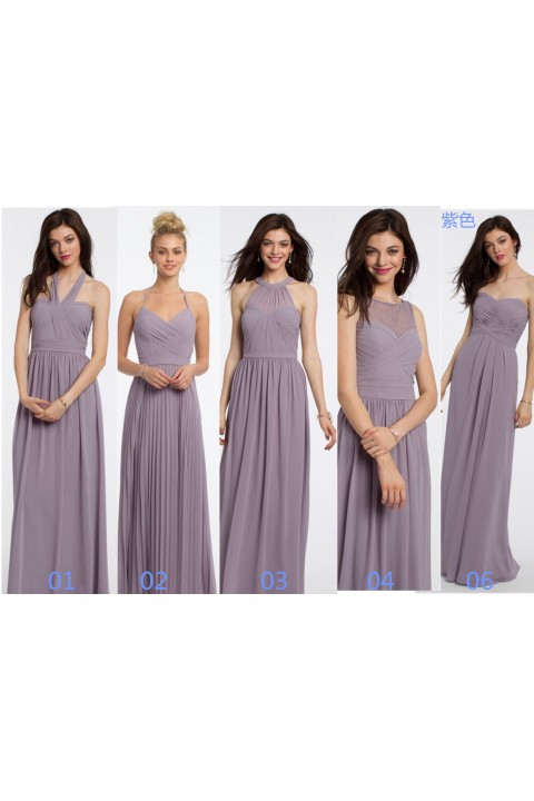 Halter Neck High Waist Pleated Skirt Chiffon Bridesmaid Dress