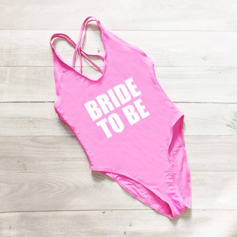Bride to Be Printed Strappy Back Bachelorette Party One Piece Swimsuit