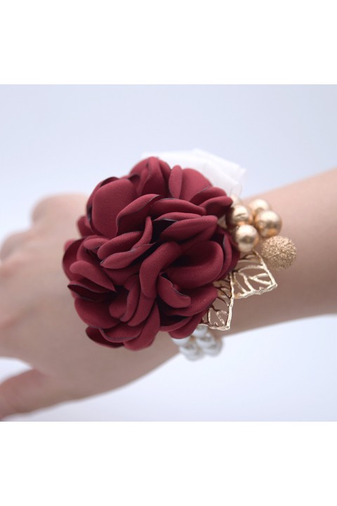 Artificial Flower Pearl Decor Wrist Corsage