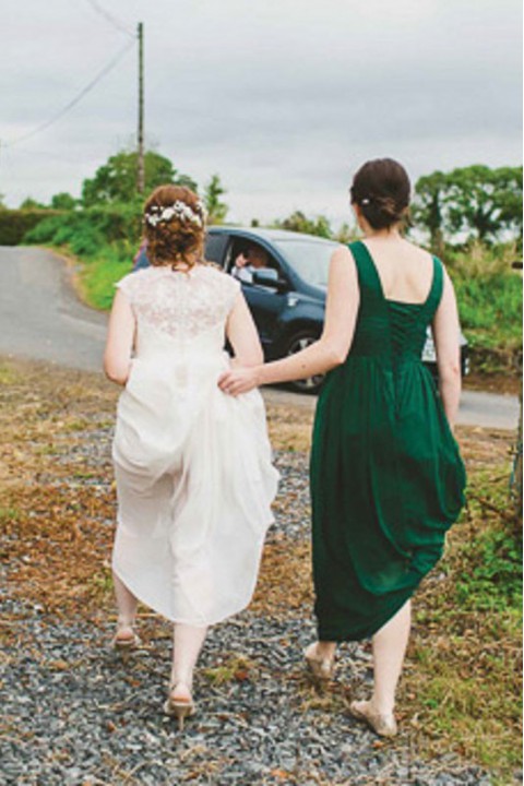 Tank V Neck Pleated Corset Chiffon Bridesmaid Dress 