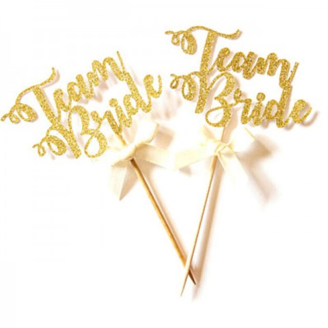 Team Bride Cake Toppers Bachelorette Party Props - 6 Pack