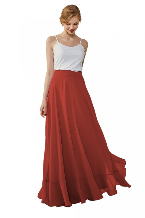 Long Chiffon Bridesmaid Skirt with Slit