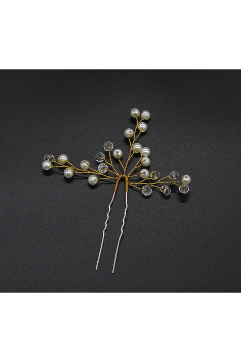 Pearl Crystal Branch Bride Hairpin