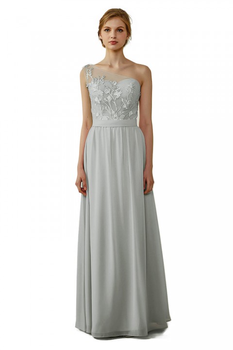 Illusion Sweetheart One Shoulder Lace A-Line Bridesmaid Dress