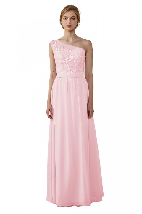 Illusion Sweetheart One Shoulder Lace A-Line Bridesmaid Dress