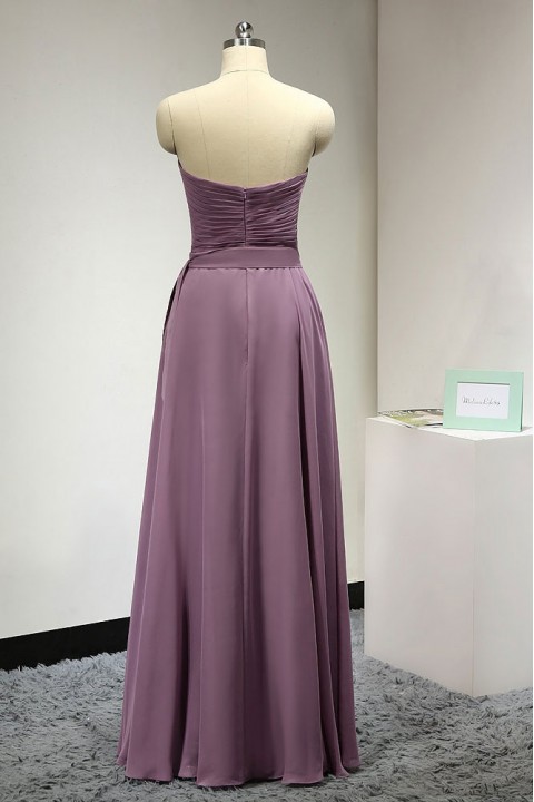 Sweetheart Pleated Chiffon Bridesmaid Dress with Removable Belt