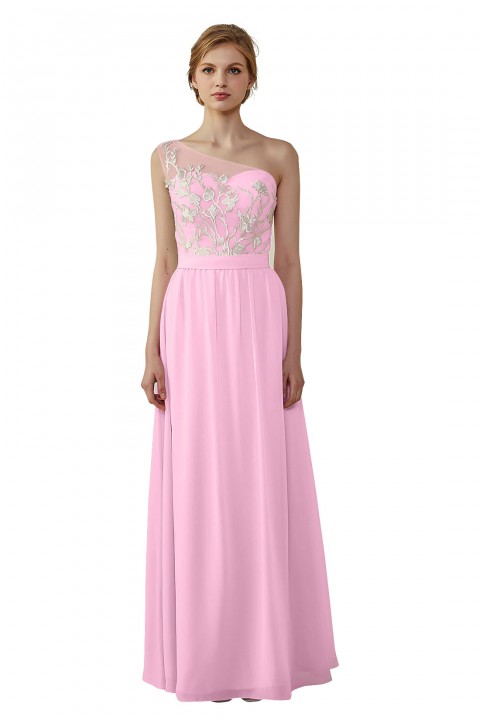 Illusion Sweetheart One Shoulder Lace A-Line Bridesmaid Dress