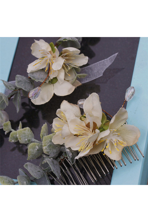 Three Colors Optional Handmade Imitation Flower Bridal Headpiece Comb