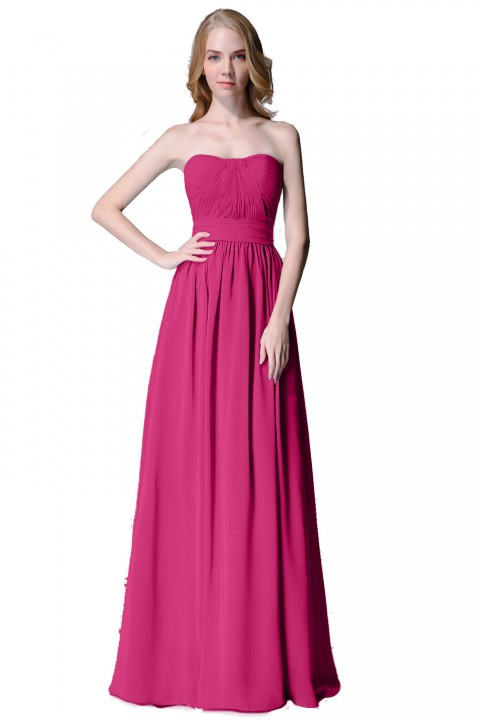 Cute Strapless Sweetheart Chiffon Bridesmaid Dress with Corset Back