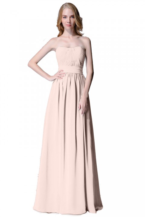 Cute Strapless Sweetheart Chiffon Bridesmaid Dress with Corset Back