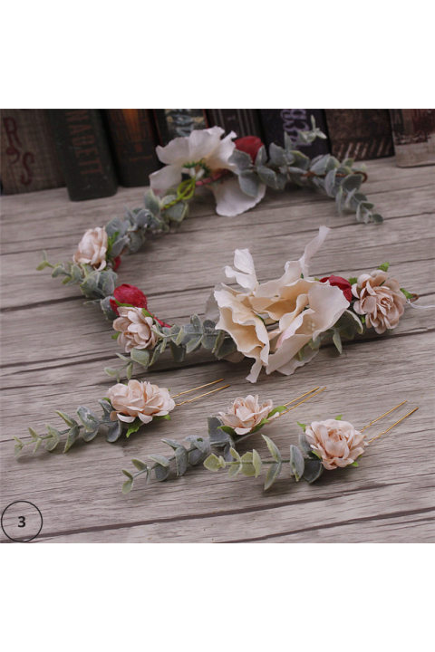 Handmade Imitation Rose Flowers Bridal Headpin Set