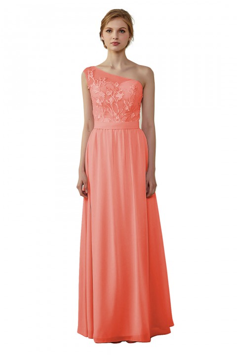 Illusion Sweetheart One Shoulder Lace A-Line Bridesmaid Dress