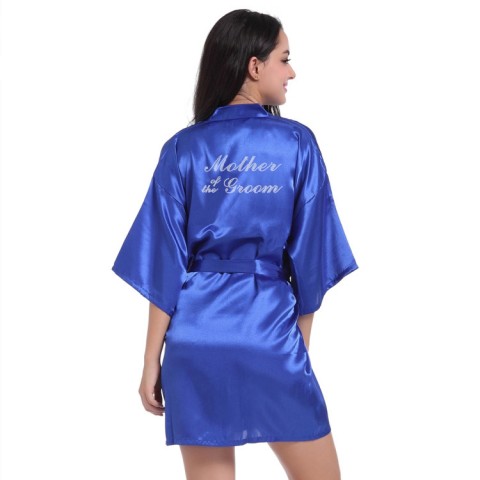 Hot Drilling Tied Waist Silk Mother of the Groom Robe