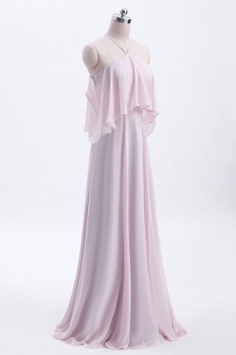 Y-Neck Ruffle Chiffon Multi-wear Bridesmaid Dress Long