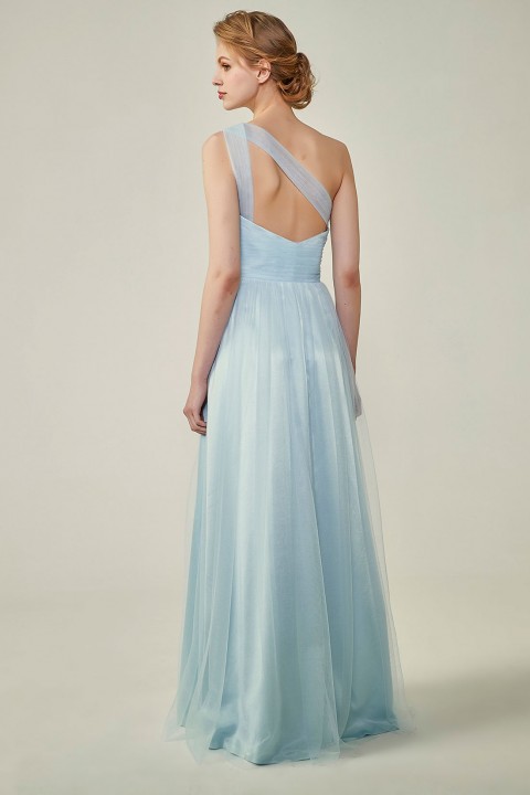 Clearance | Romantic Illusion One-Shoulder Tulle Open Back Bridesmaid Dress