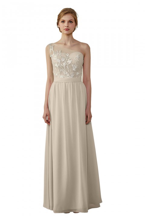 Illusion Sweetheart One Shoulder Lace A-Line Bridesmaid Dress