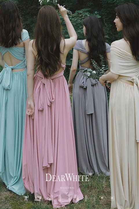 Multi-Wear Convertible Long Bridesmaid Dress