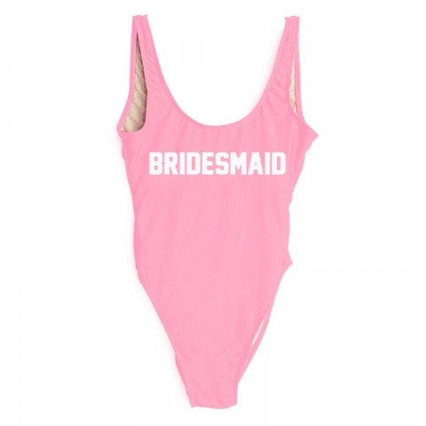 Bridesmaid Printed Backless Bachelorette Party One Piece Swimsuit