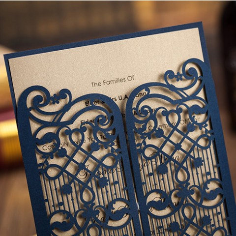 Hollow Out Laser Cut Customized Wedding Invitation