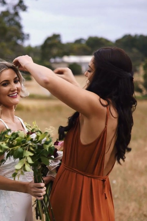 Open Back Adjustable Spaghetti Straps Bridesmaid Dress With Split