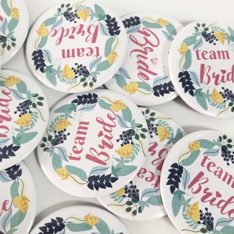 Leaf Printed Bride & Team Bride Bachelorette Party Badge