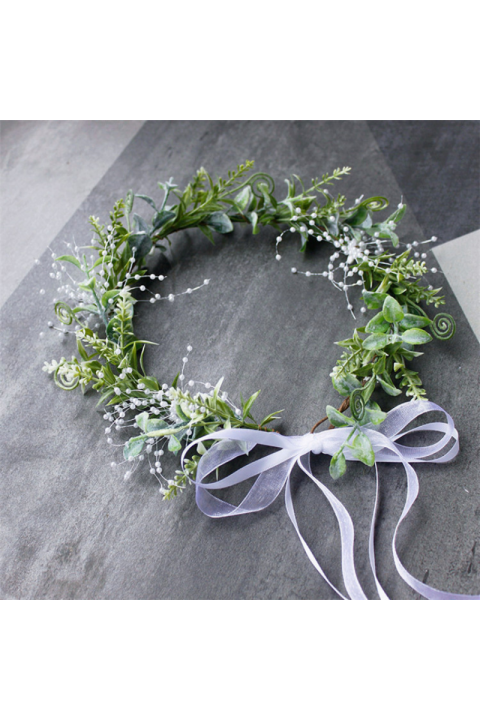Handmade Green Plant Imitation Bead Wreath Bridal Headpiece Series