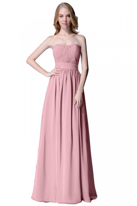 Cute Strapless Sweetheart Chiffon Bridesmaid Dress with Corset Back