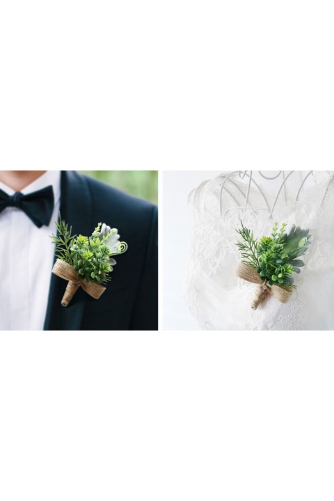 Artificial Greenery Groom Boutonniere