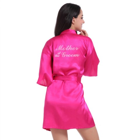 Hot Drilling Tied Waist Silk Mother of the Groom Robe