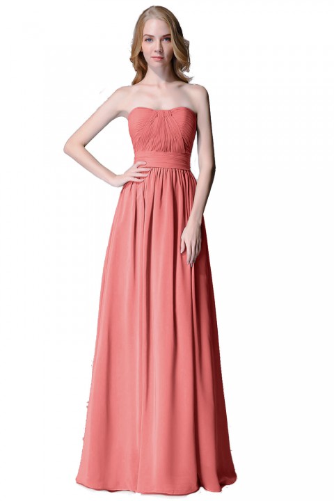 Cute Strapless Sweetheart Chiffon Bridesmaid Dress with Corset Back