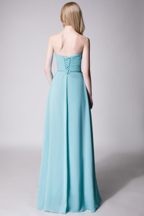 Cute Strapless Sweetheart Chiffon Bridesmaid Dress with Corset Back