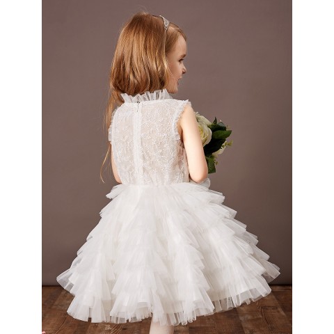 Sweet Fashion White Princess Tulle Skirt Flower Girl Dresses