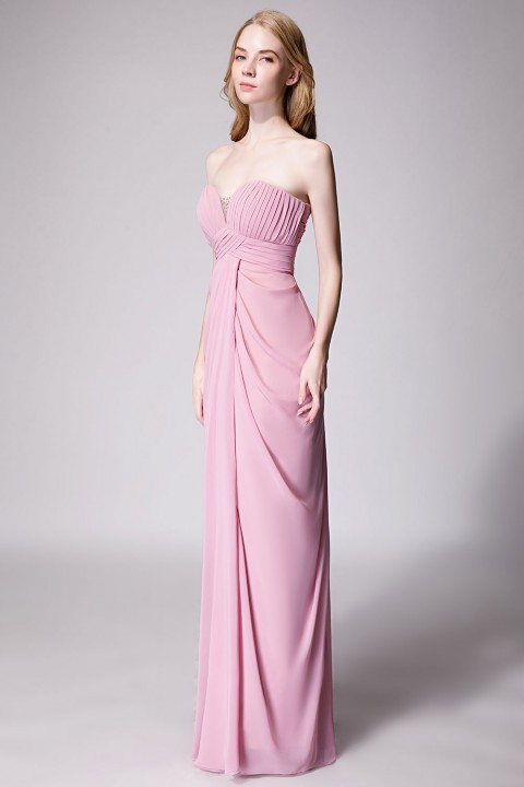 Strapless Sweetheart Chiffon Drape Bridesmaid Dress Long