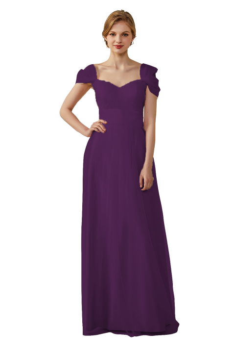 Sweetheart Neckline Cold Shoulder Long V back Tulle Bridesmaid Dress