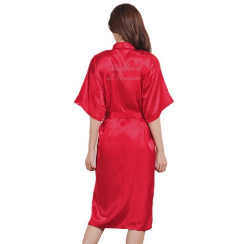 Hot Drilling Tied Waist Silk Mother of the Groom Robe with Pockets