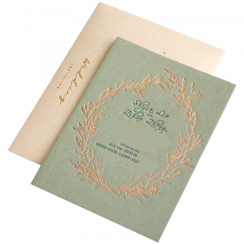 Gilded Letterpress Customized Wedding Invitation