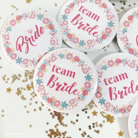 Floral Printed Bride & Team Bride Bachelorette Party Badge