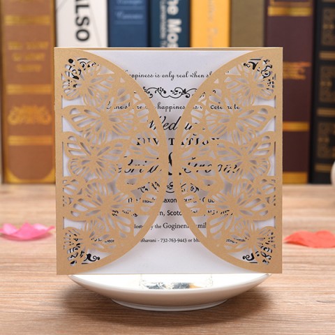 Laser Cut Hollow Out Customized Wedding Invitation
