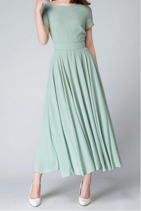 Simple Scoop Short Sleeve Ankle Length Chiffon Bridesmaid Dress