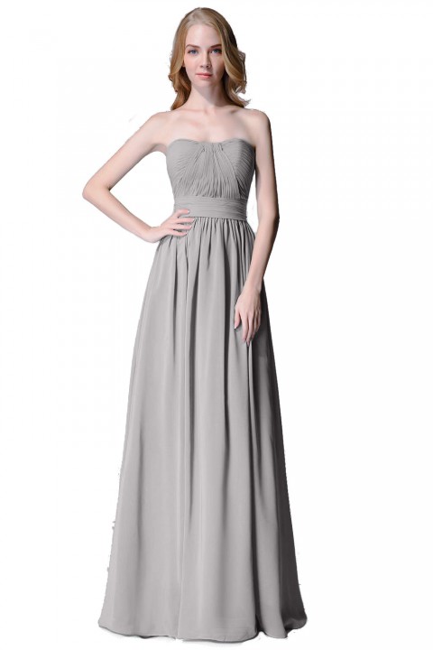 Cute Strapless Sweetheart Chiffon Bridesmaid Dress with Corset Back