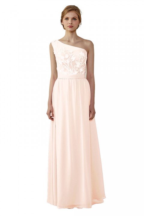 Illusion Sweetheart One Shoulder Lace A-Line Bridesmaid Dress