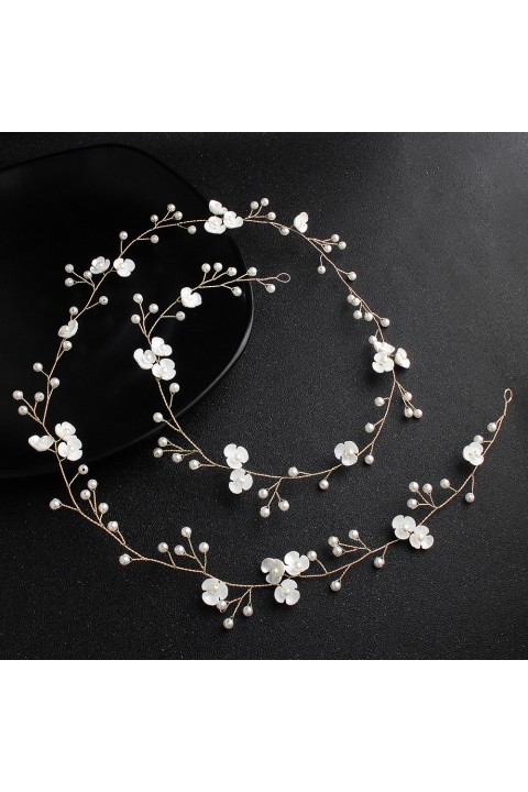 Floral Shaped Pearl Decor Bridal Hair Vine 