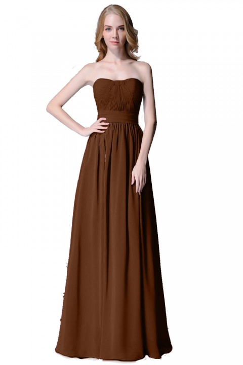 Cute Strapless Sweetheart Chiffon Bridesmaid Dress with Corset Back