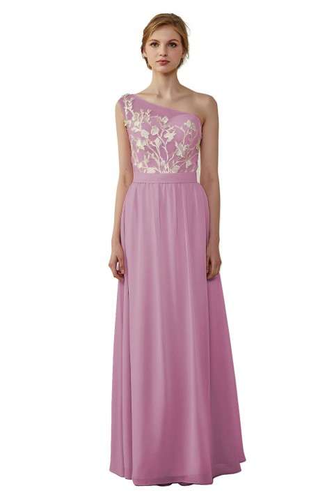 Illusion Sweetheart One Shoulder Lace A-Line Bridesmaid Dress